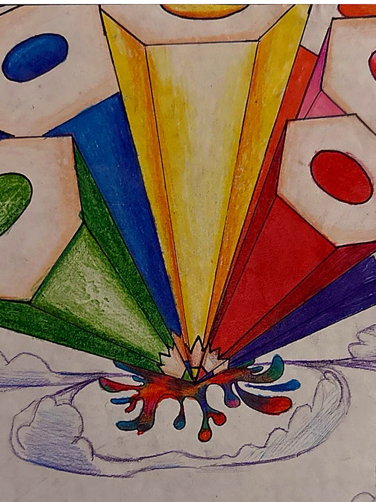 Colored Pencils artwork by Camden Bates — a hand-drawn jar of colored pencils